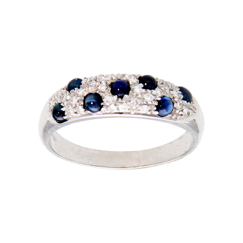 White gold ring with sapphires and diamonds ct 0.30
