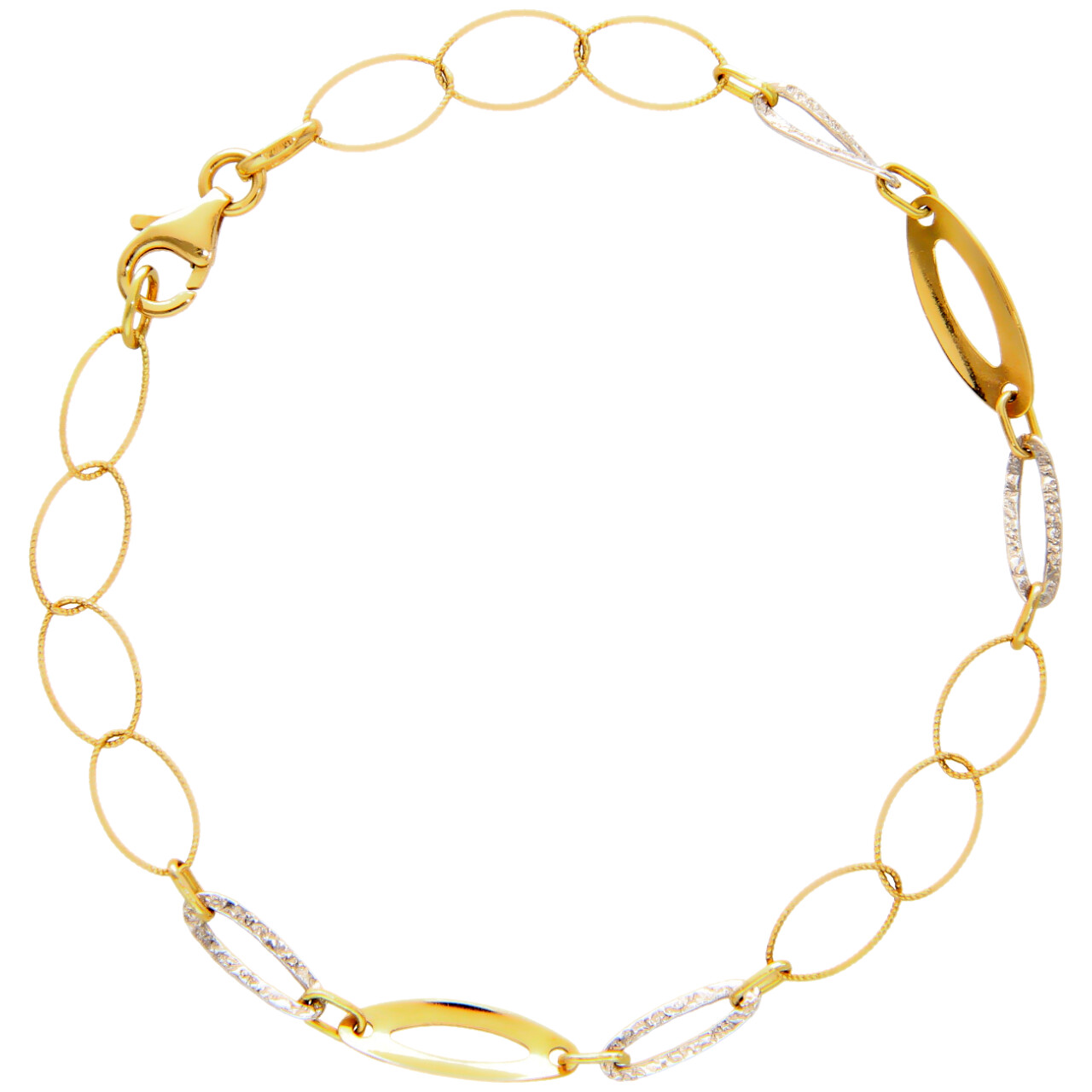 Pulsera de oro amarillo y blanco