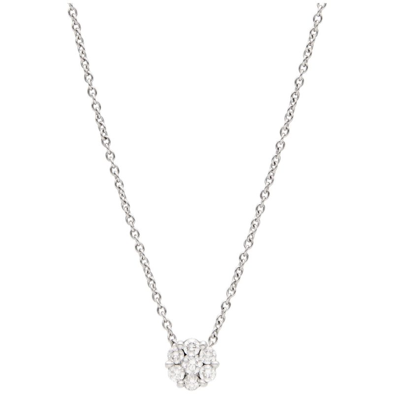 Necklace with flower pendant white gold with diamonds 0.29 ct