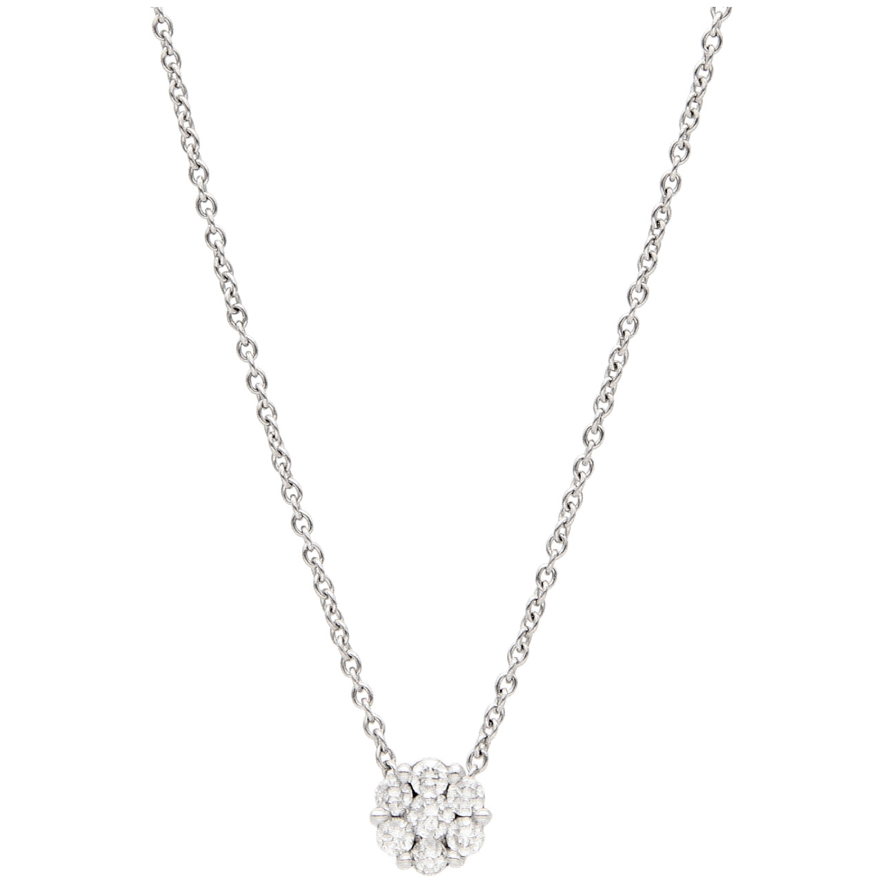 Collar con colgante flor de oro blanco con diamantes 0.29 ct