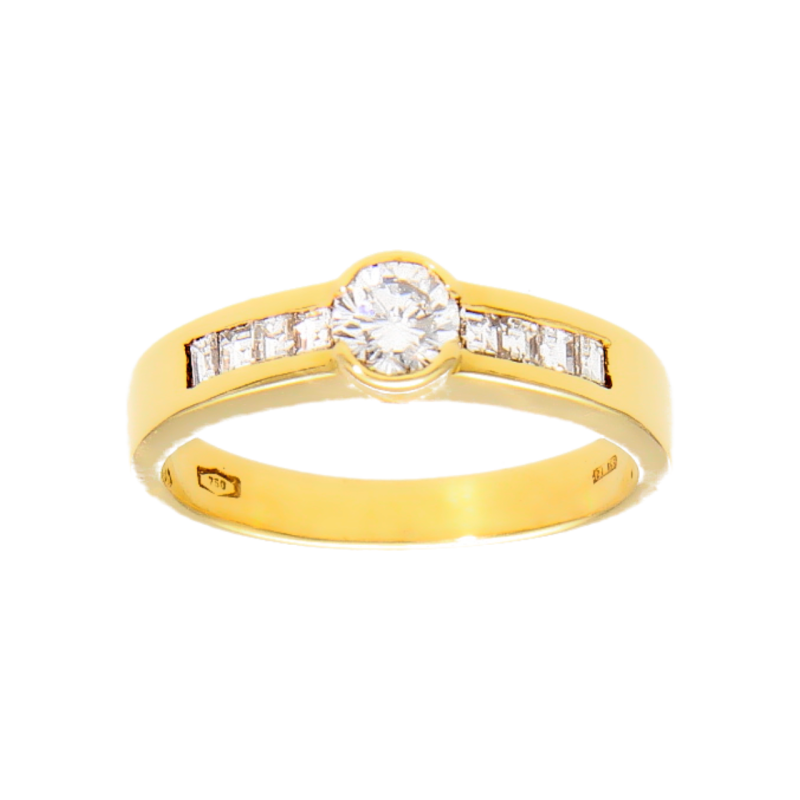 Gelbgold Ring mit Diamanten ct 0,49 Clarity VVS1 Color G