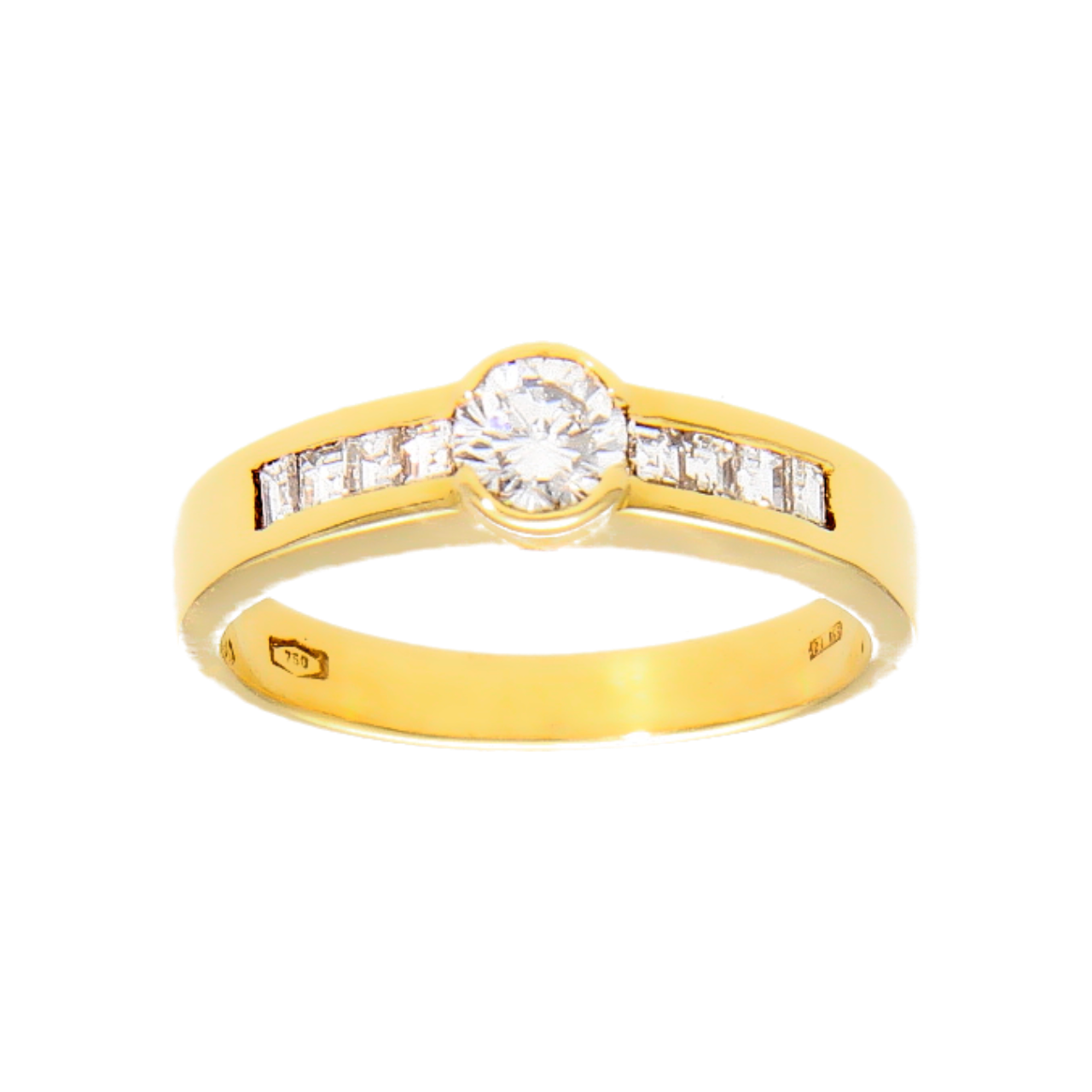 Gelbgold Ring mit Diamanten ct 0,49 Clarity VVS1 Color G