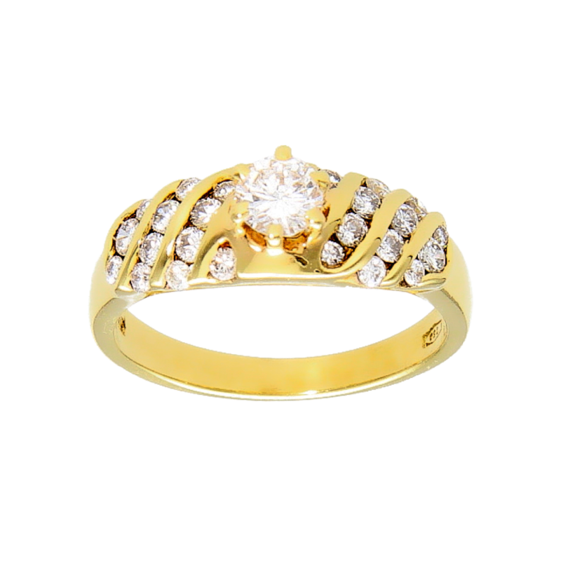 Gelbgold-Fantasie-Ring mit Diamanten ct 0,75 Clarity VVS1 Color G