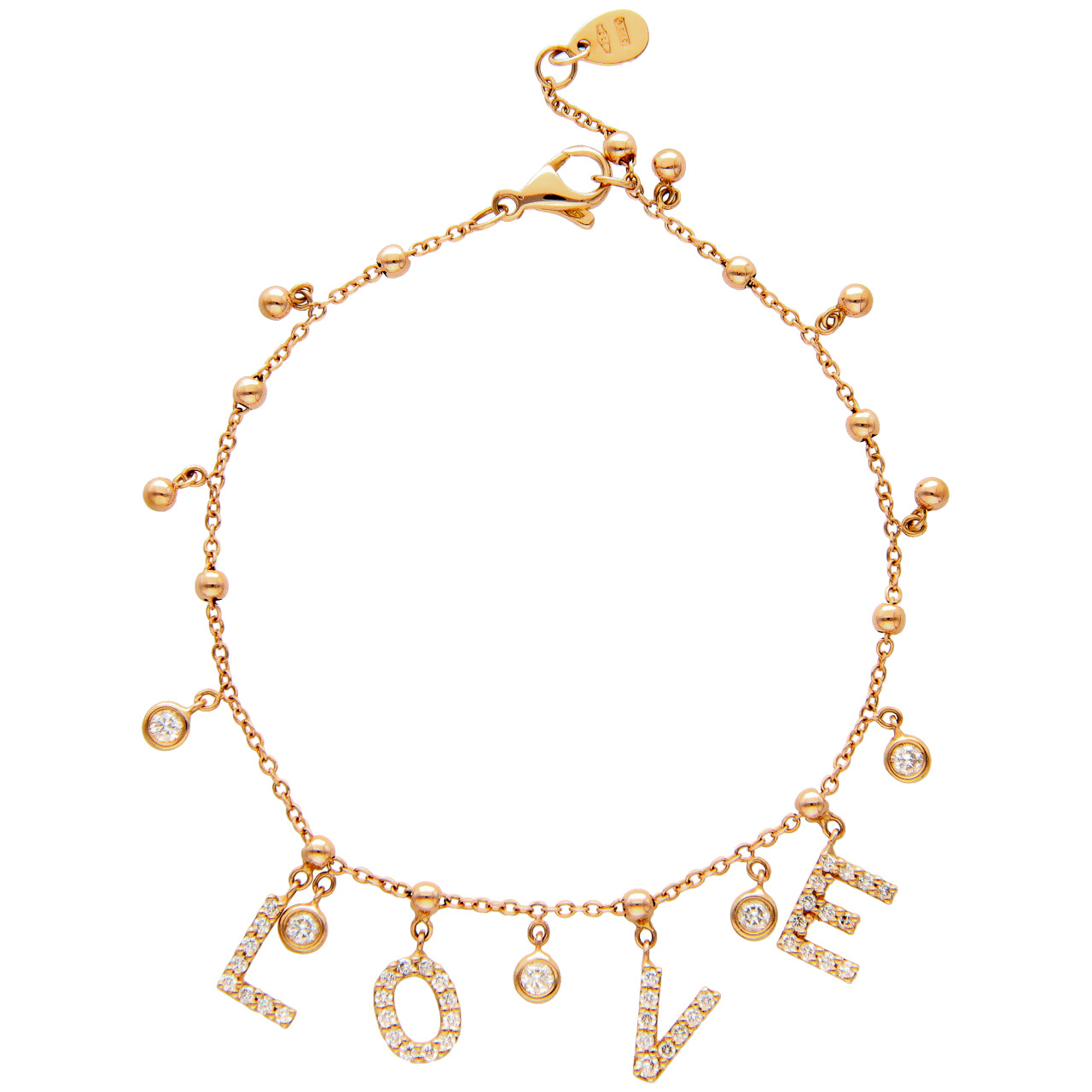 LOVE Rose gold bracelet with charms and diamonds 0.76 ct