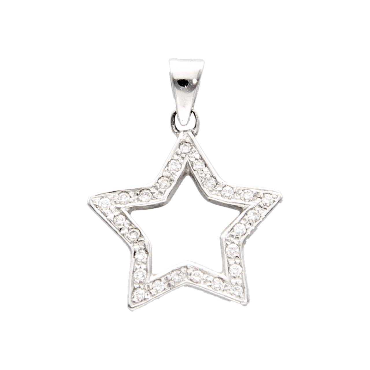 Weißgold Stern-Anhänger mit Diamanten 0,26 ct