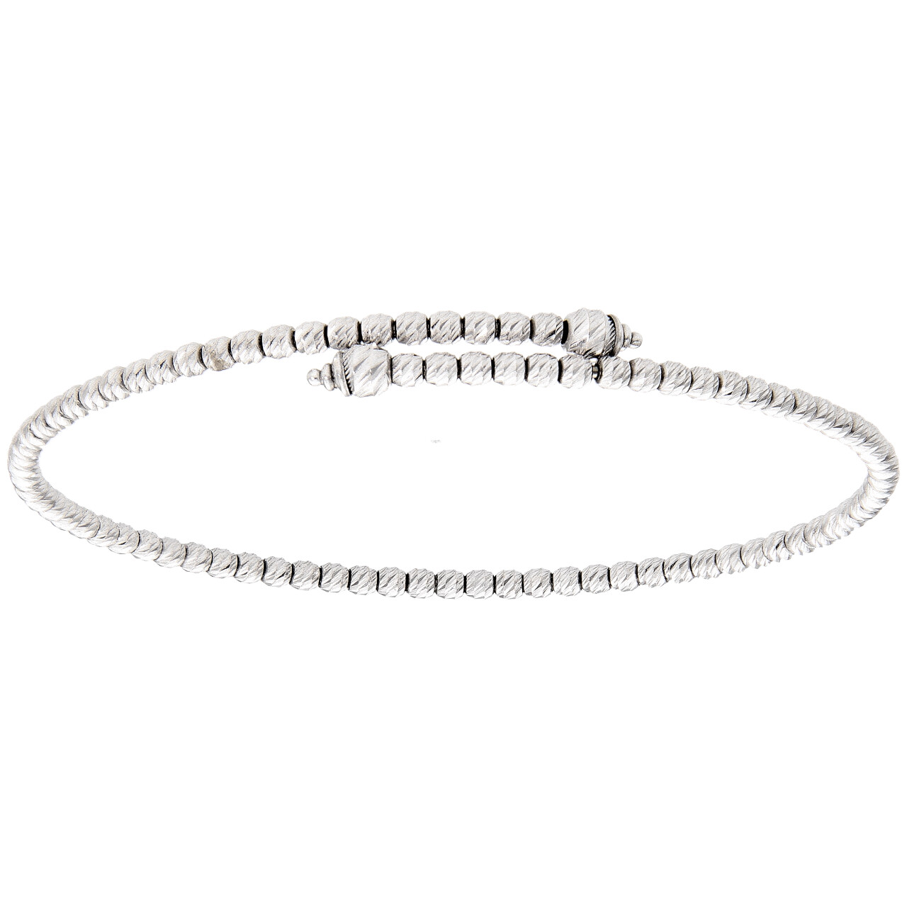 Bracciale flessibile oro bianco con lavorazione diamantata