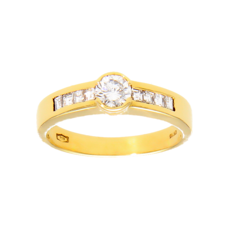 Yellow gold ring with diamonds ct 0.49 Clarity VVS1 Color G