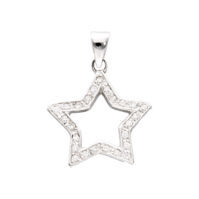 Star pendant white gold with diamonds 0.26 ct