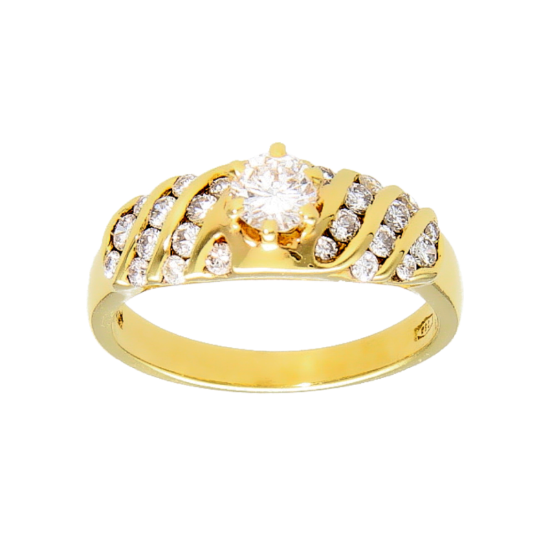 Anillo fantasia oro amarillo con diamantes ct 0.75 Clarity VVS1 Color G