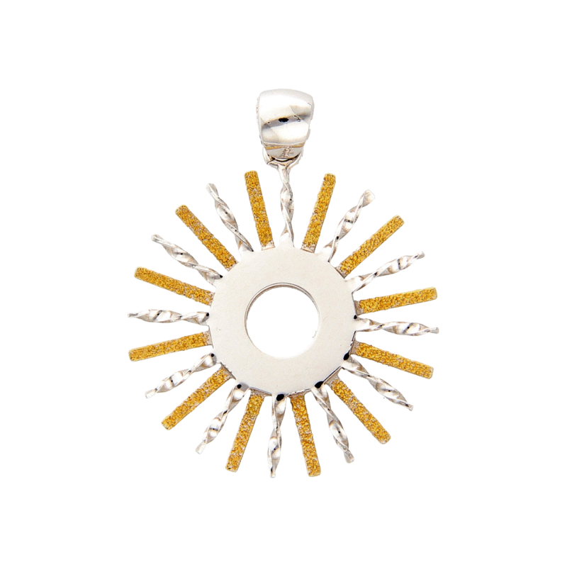 White and yellow gold sun pendant