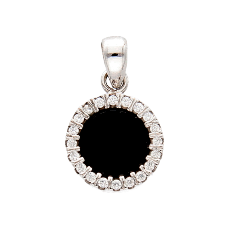 White gold pendant with Onyx and Zircons