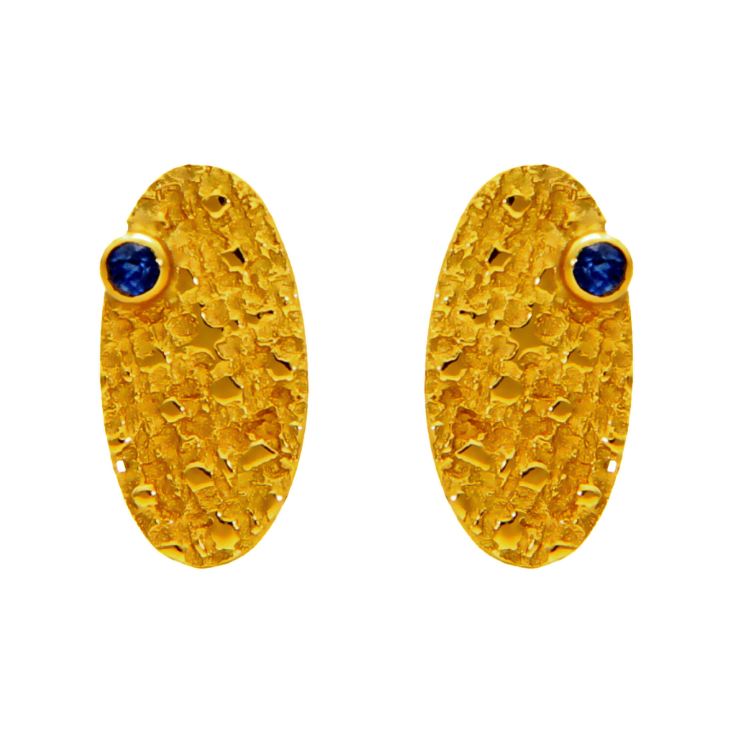 Yellow gold earrings with sapphire