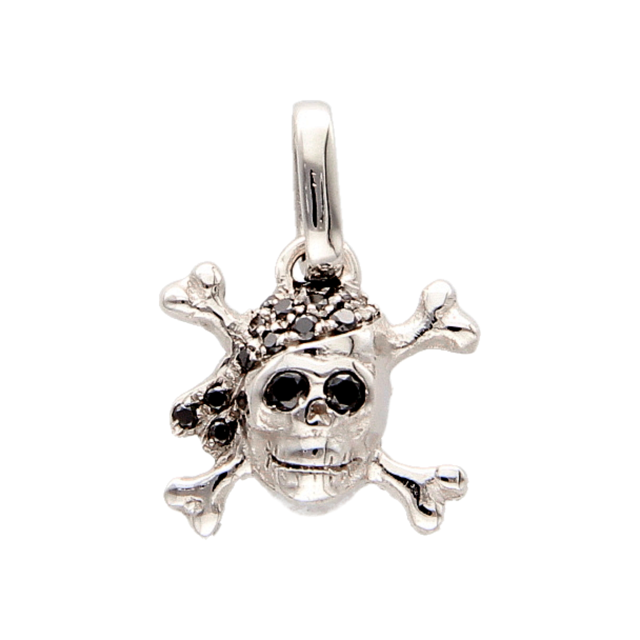 White gold skull pendant with black diamonds ct 0.15