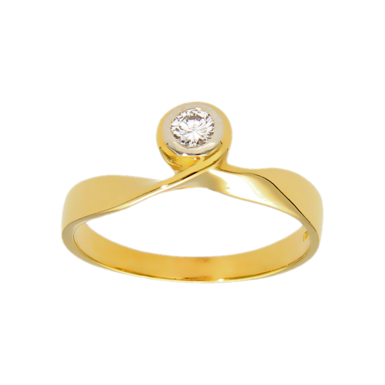 Anello solitario oro giallo con Diamante ct 0,10 VVS1 color J