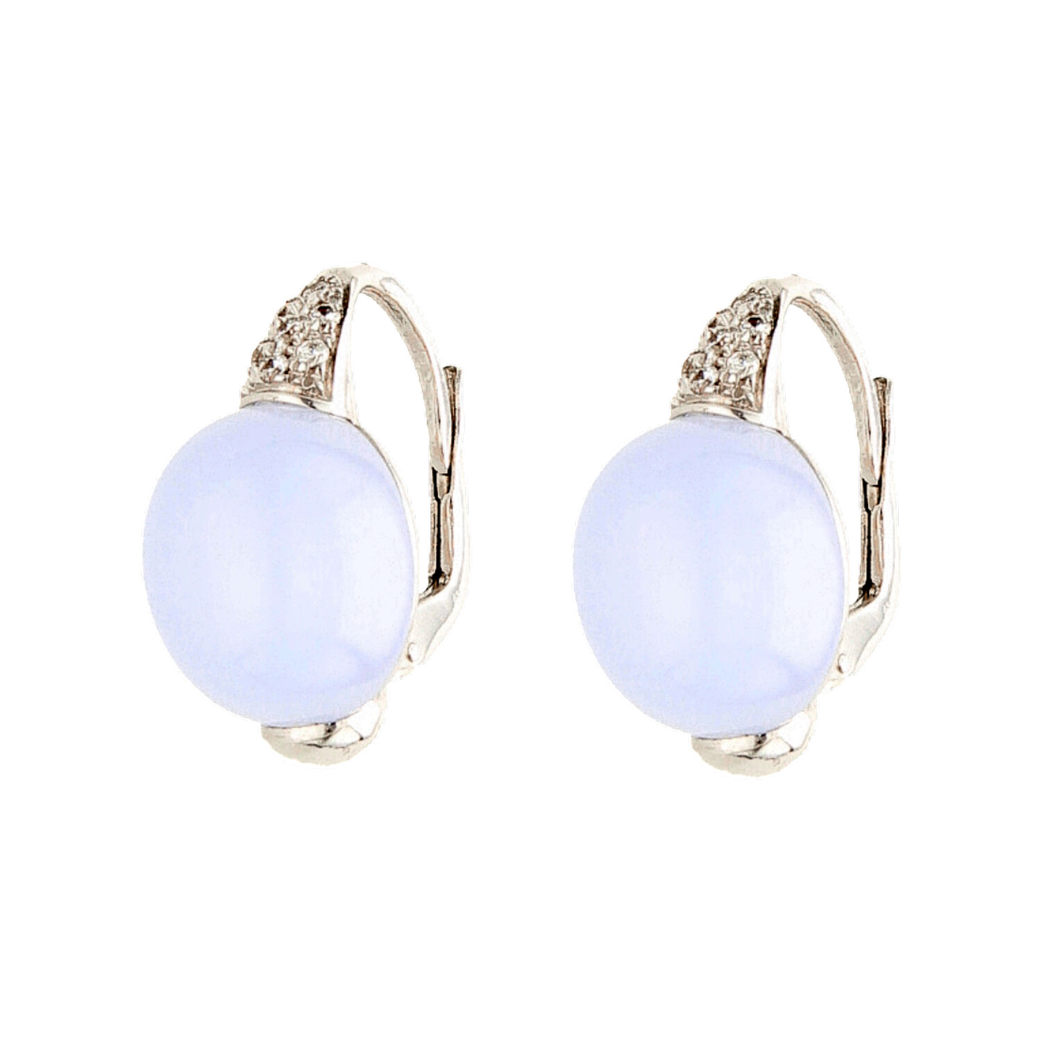 White gold earrings with moon stone