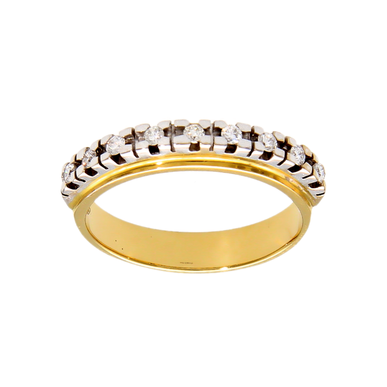Yellow and white gold ring with diamonds ct. 0.18 VVS1 Color J