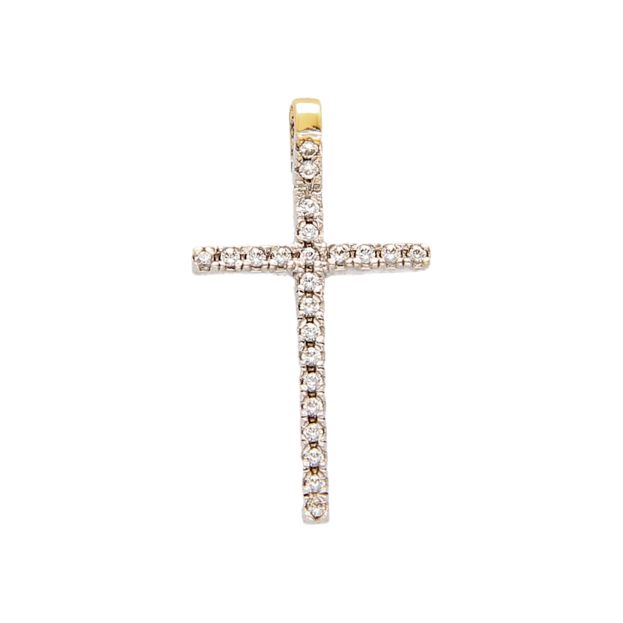 White gold cross pendant with zircons