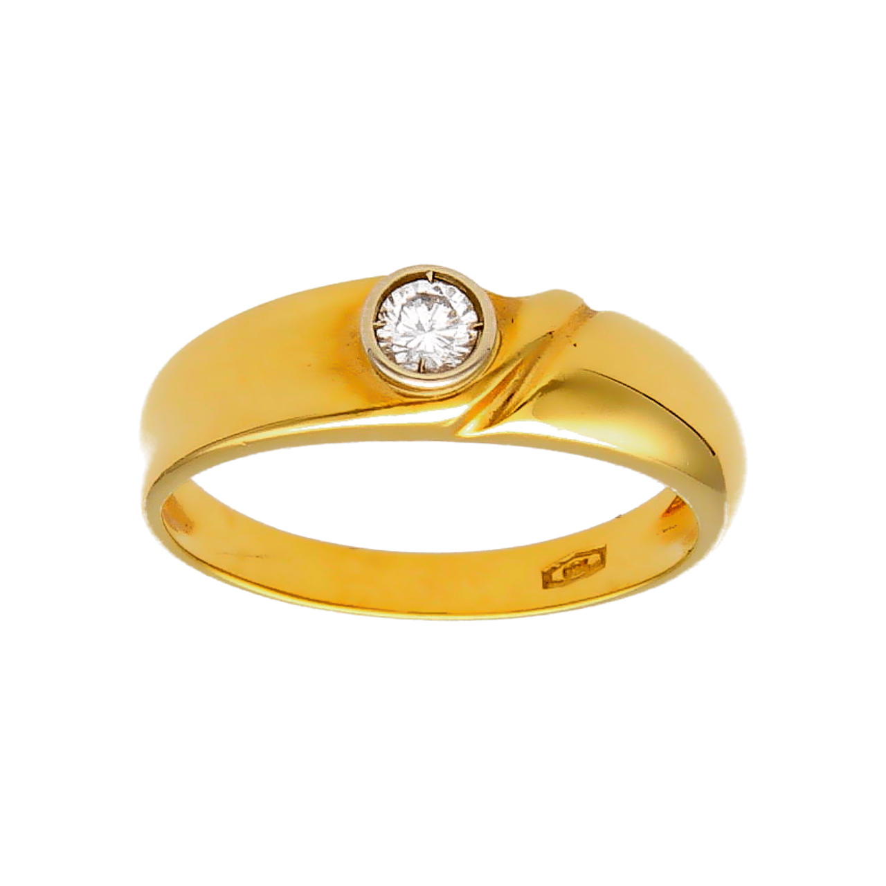 Yellow gold ring with diamond 0.18 ct.