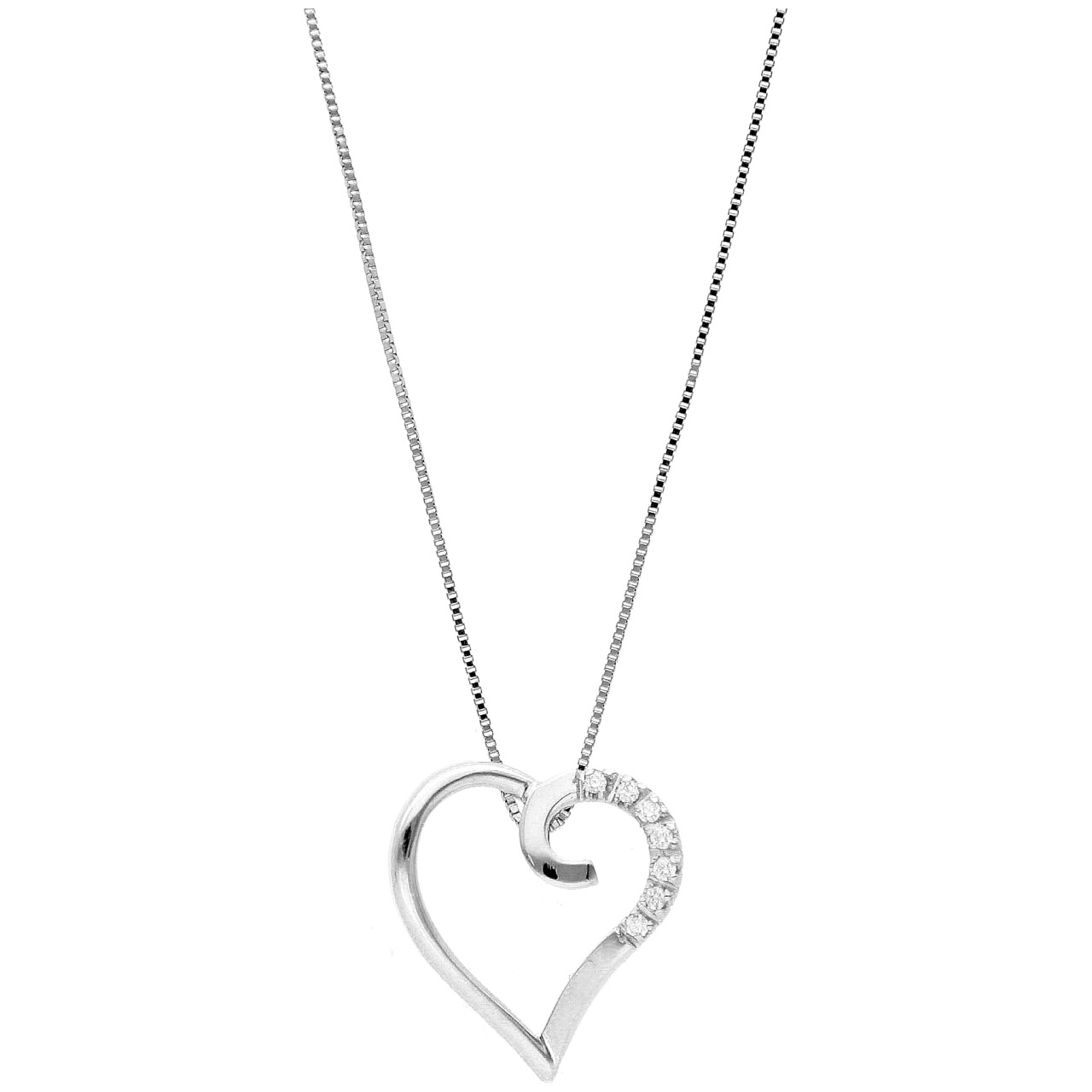 White gold necklace with heart pendant with 0.14 ct. diamonds