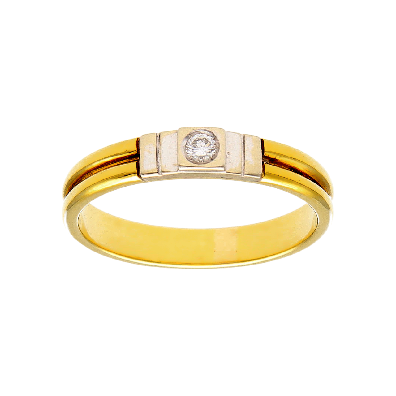 Ring aus Gelb- und Weißgold mit Diamant 0,07 ct