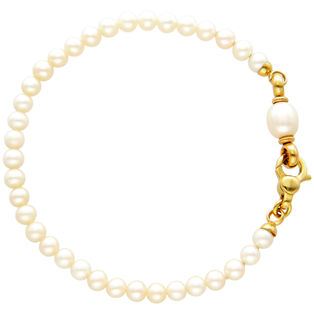 Yellow gold bracelet with pearls