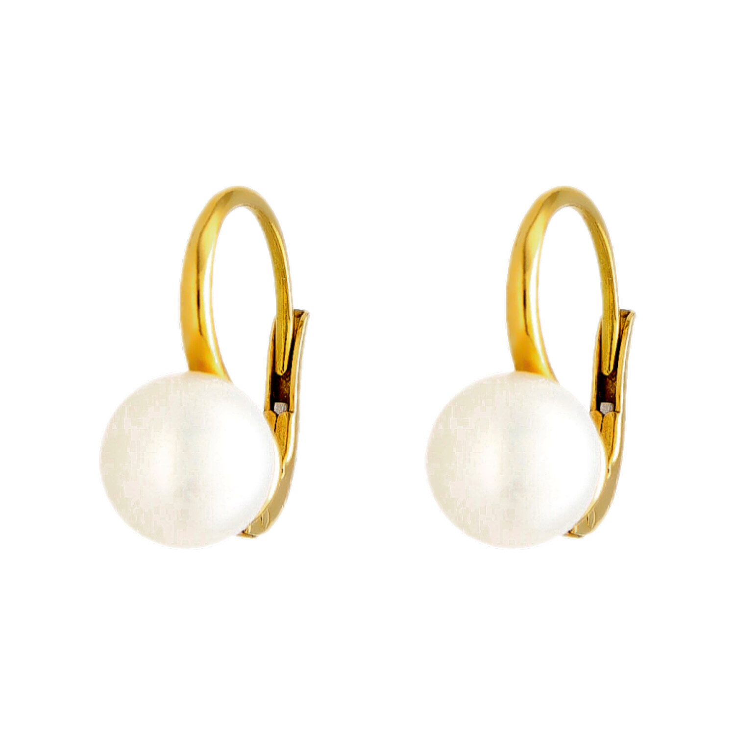 Yellow gold earrings with pearls