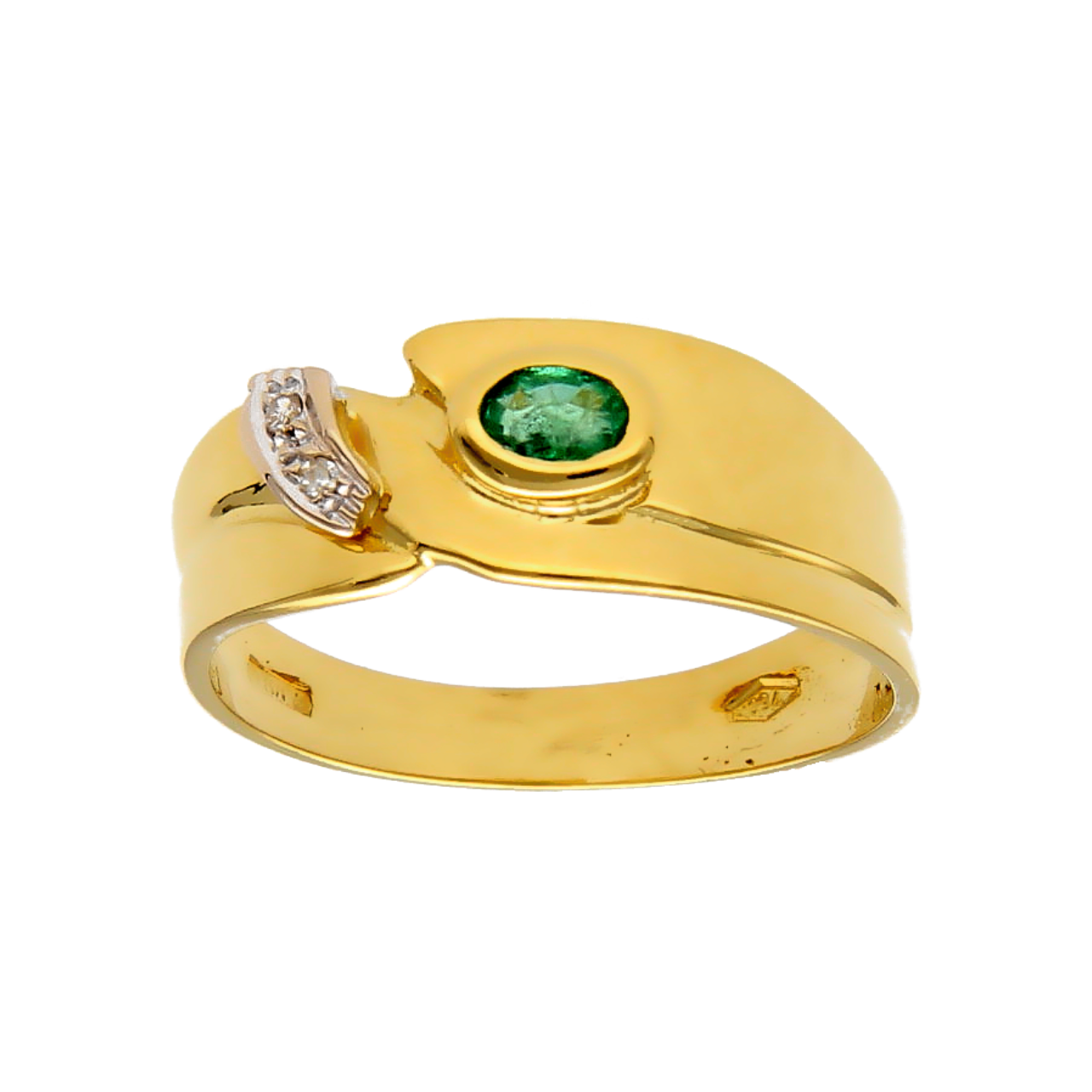 Gelbgold Ring mit Smaragd und Diamanten
