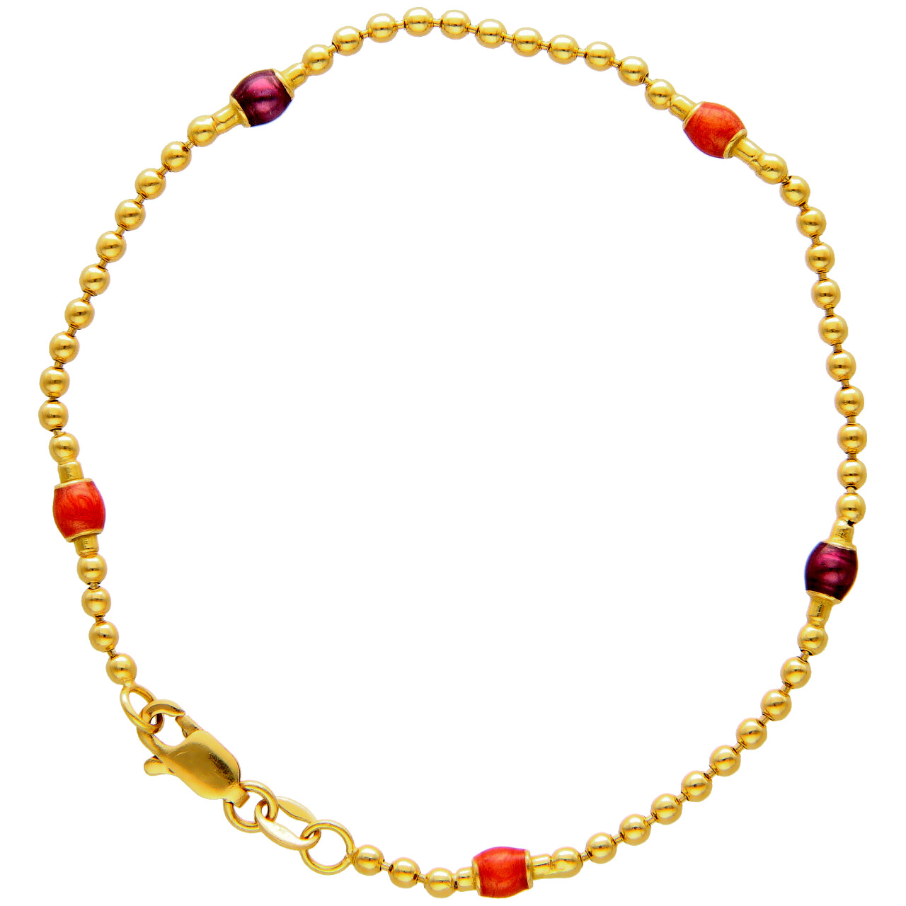 Bracelet with yellow gold spheres and enamel