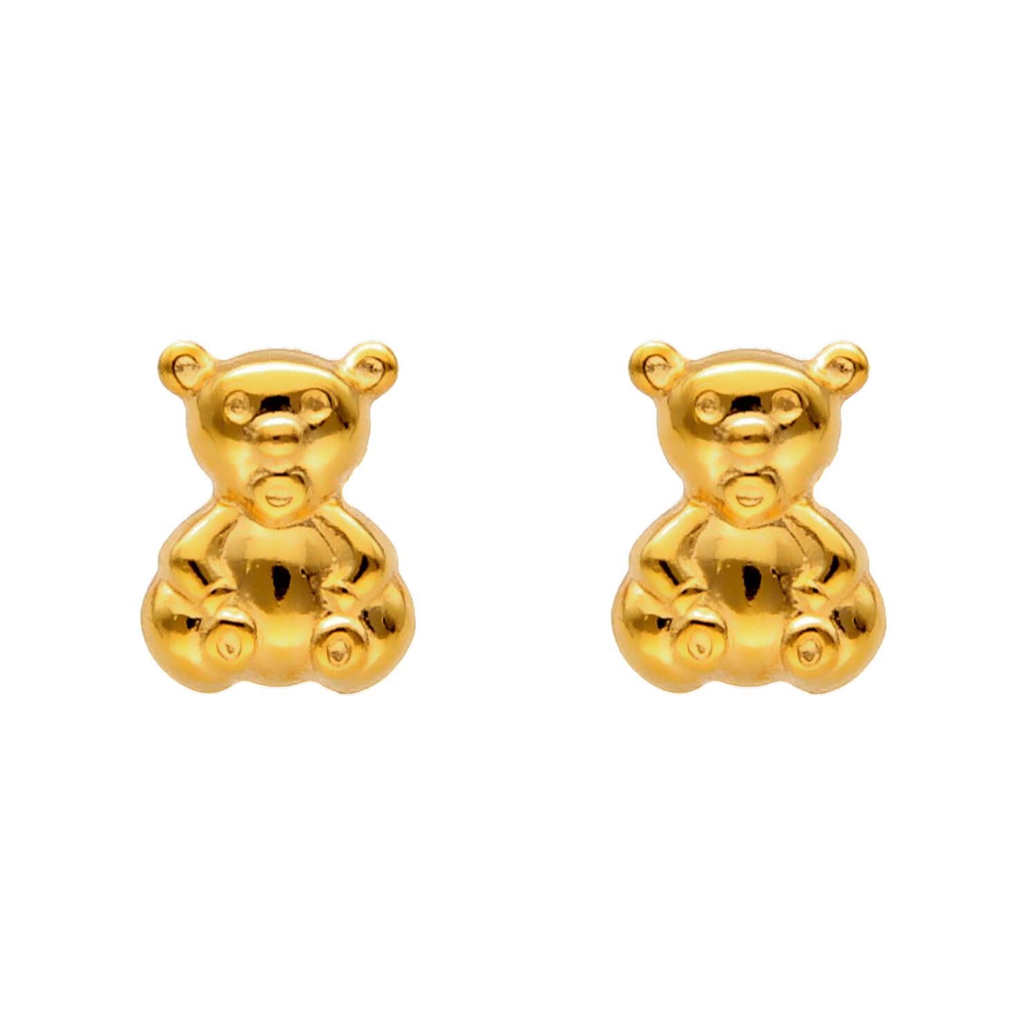 Yellow gold teddy bear earrings