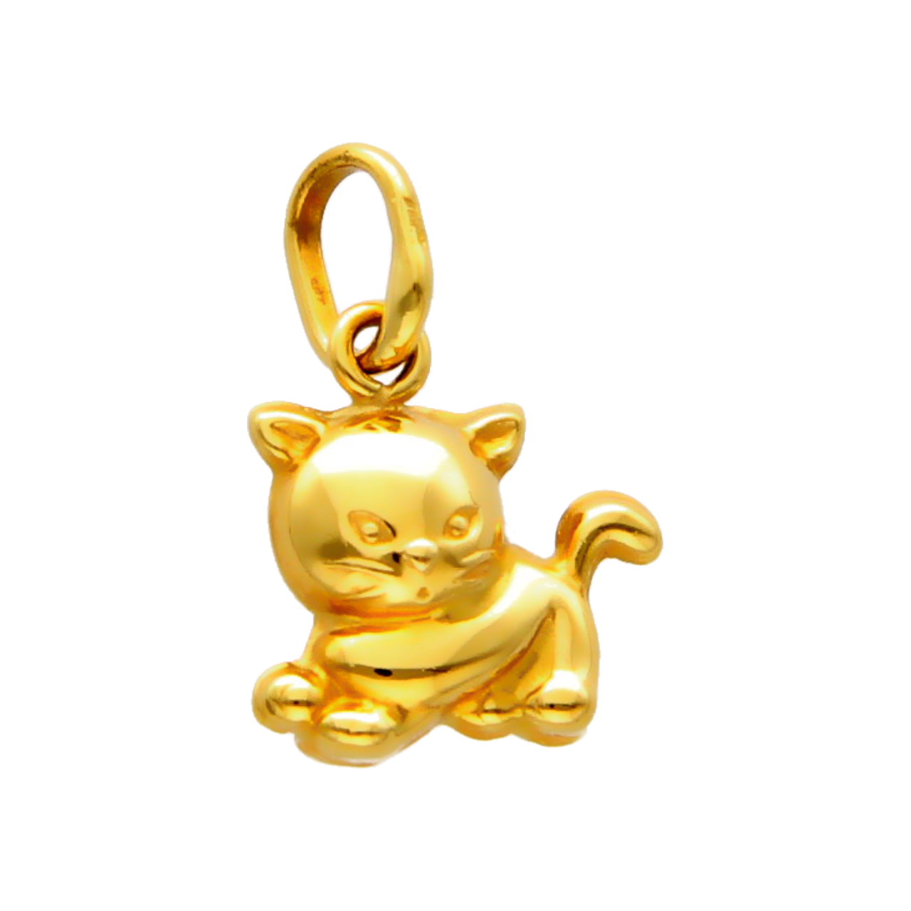 Yellow gold kitten pendant
