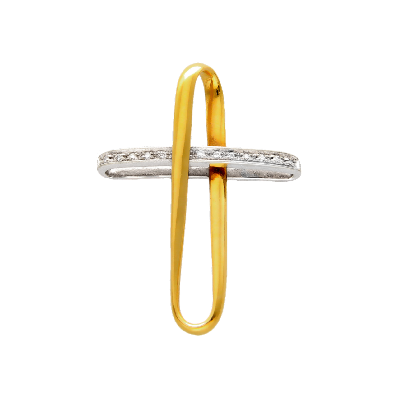 Yellow and white gold cross with diamonds