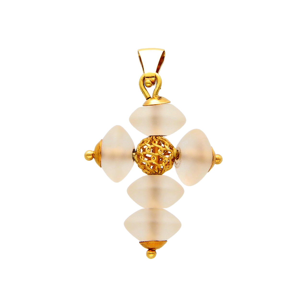 Yellow gold cross with stones