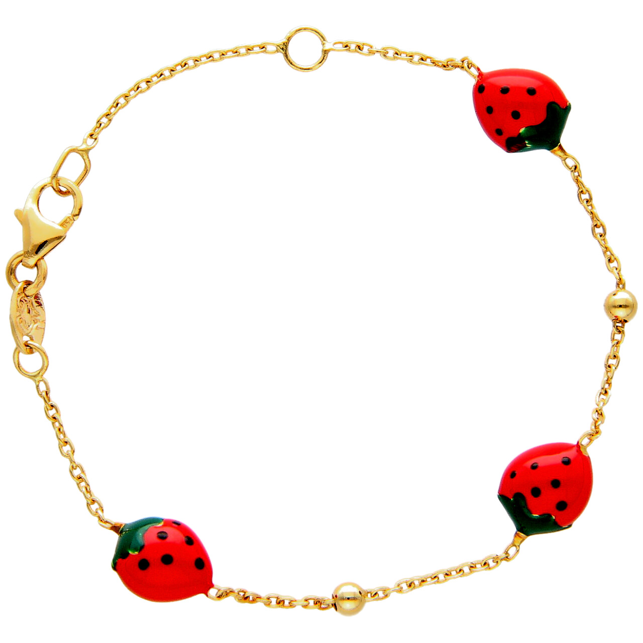 Yellow gold bracelet with strawberries