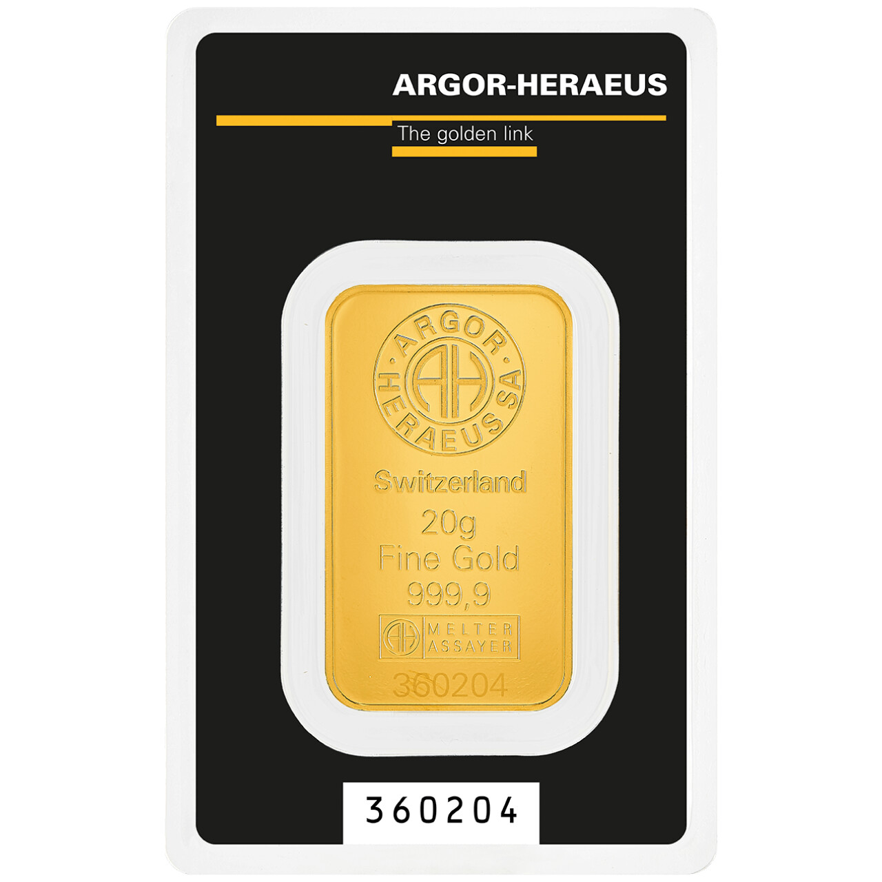 Gold bar 20 gr. ARGOR KINEBAR® LBMA