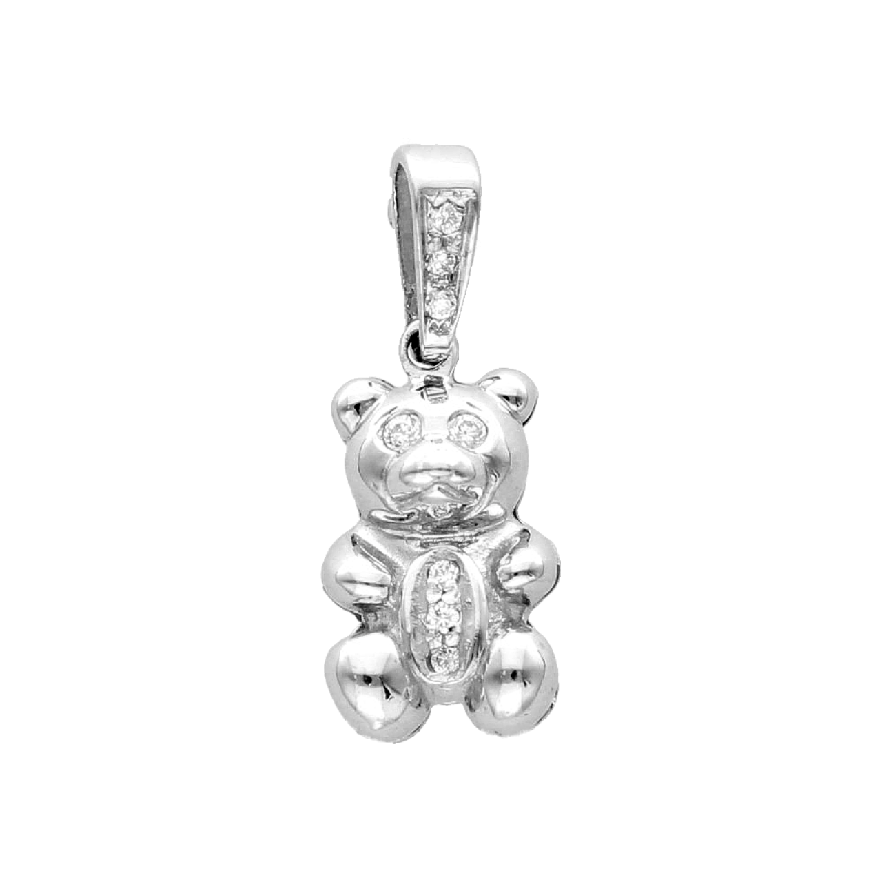 White gold bear pendant with zircons
