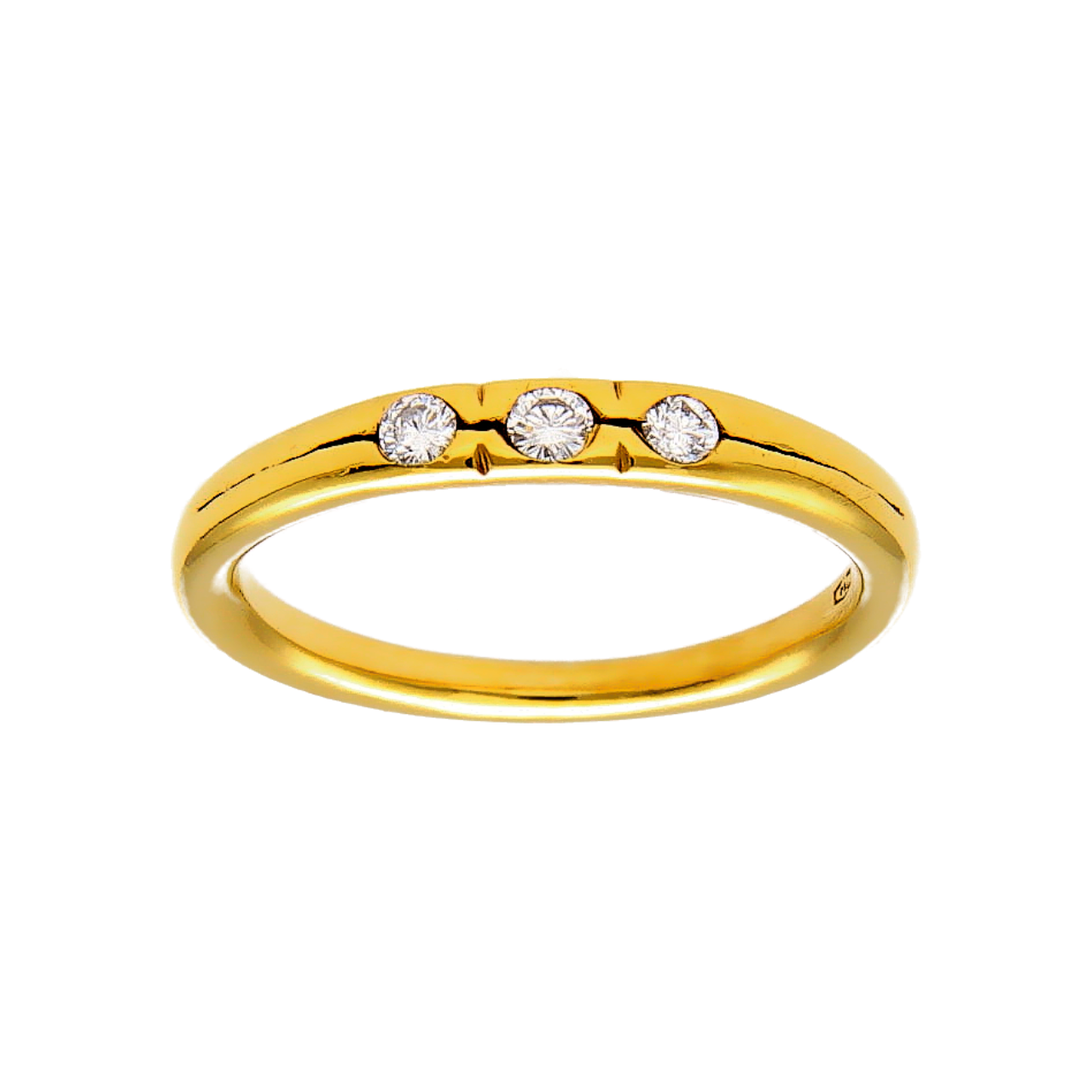 Yellow gold ring with diamonds 0.08 ct.