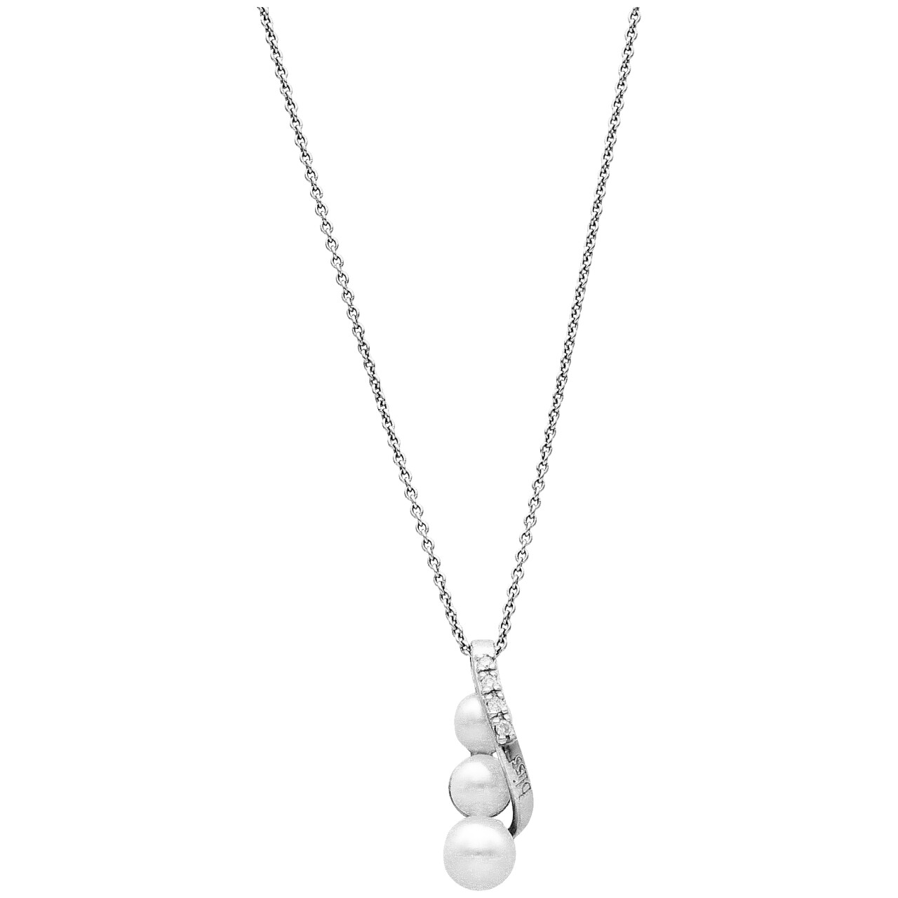 Bliss white gold necklace with pearls and zircons