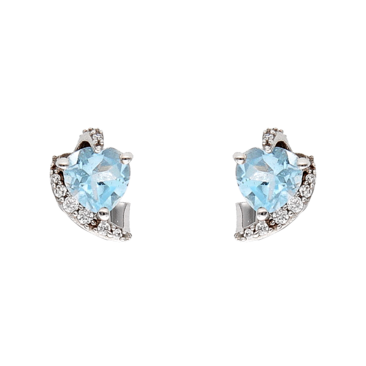 White gold earrings with blue stone and zircons