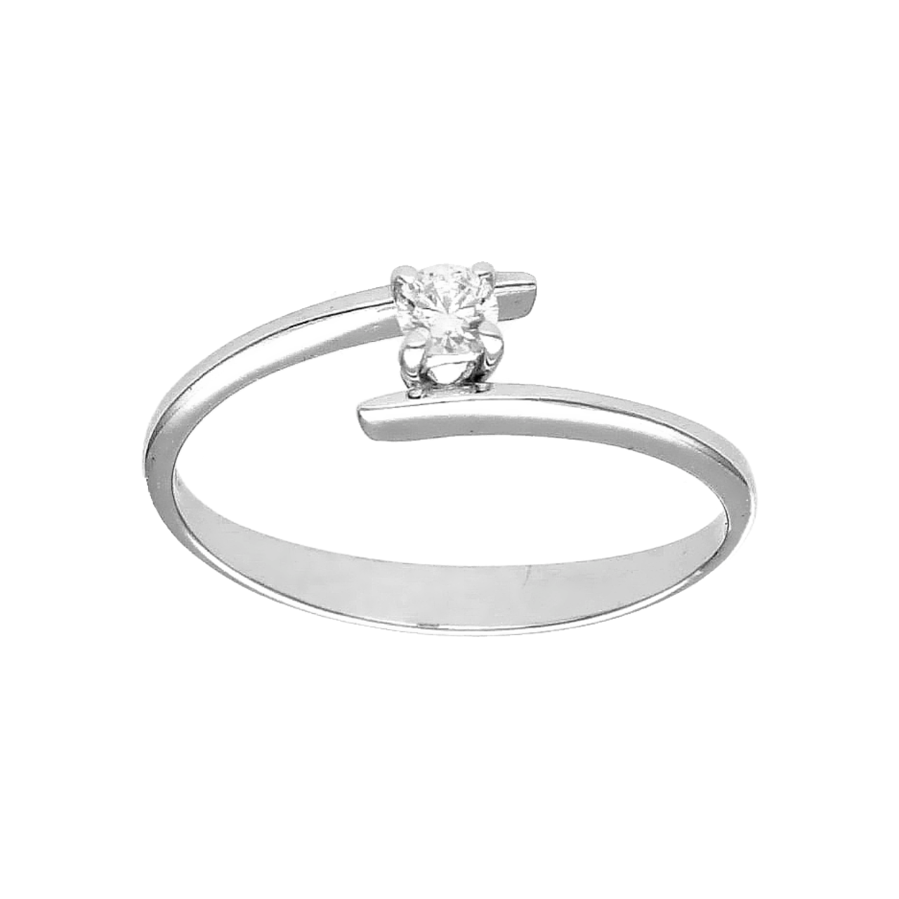 Solitaire white gold ring with zircons