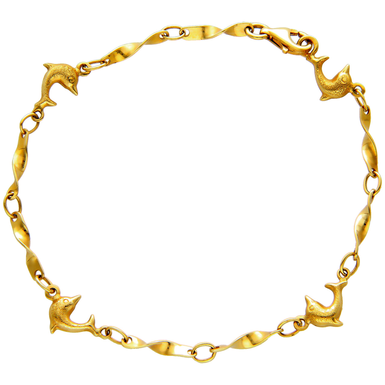 Yellow gold dolphins bracelet