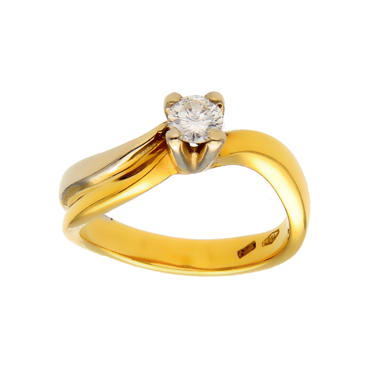 Gelb und Weißgold Ring mit Diamant 0,50 ct.