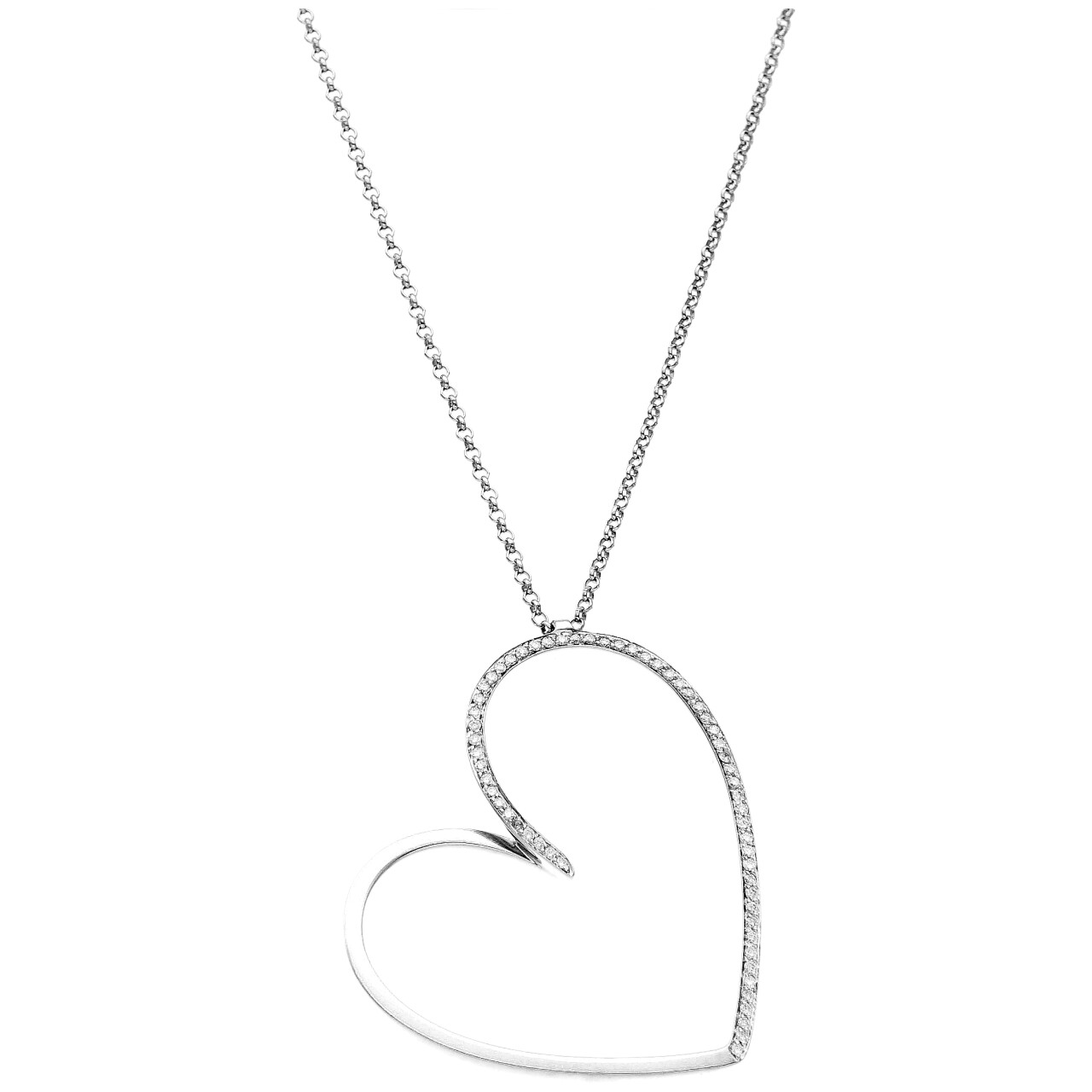 White gold necklace with heart pendant 0.32 ct. diamonds