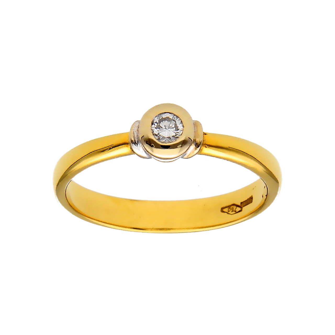 Gelb und Weißgold Ring mit Diamant 0,10 ct.