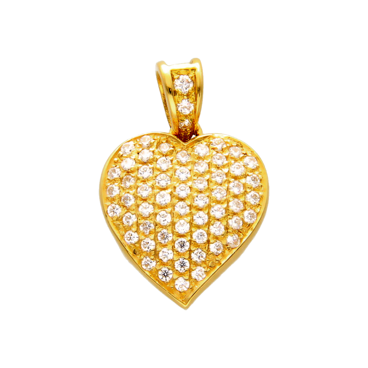 Yellow gold heart pendant with zircons