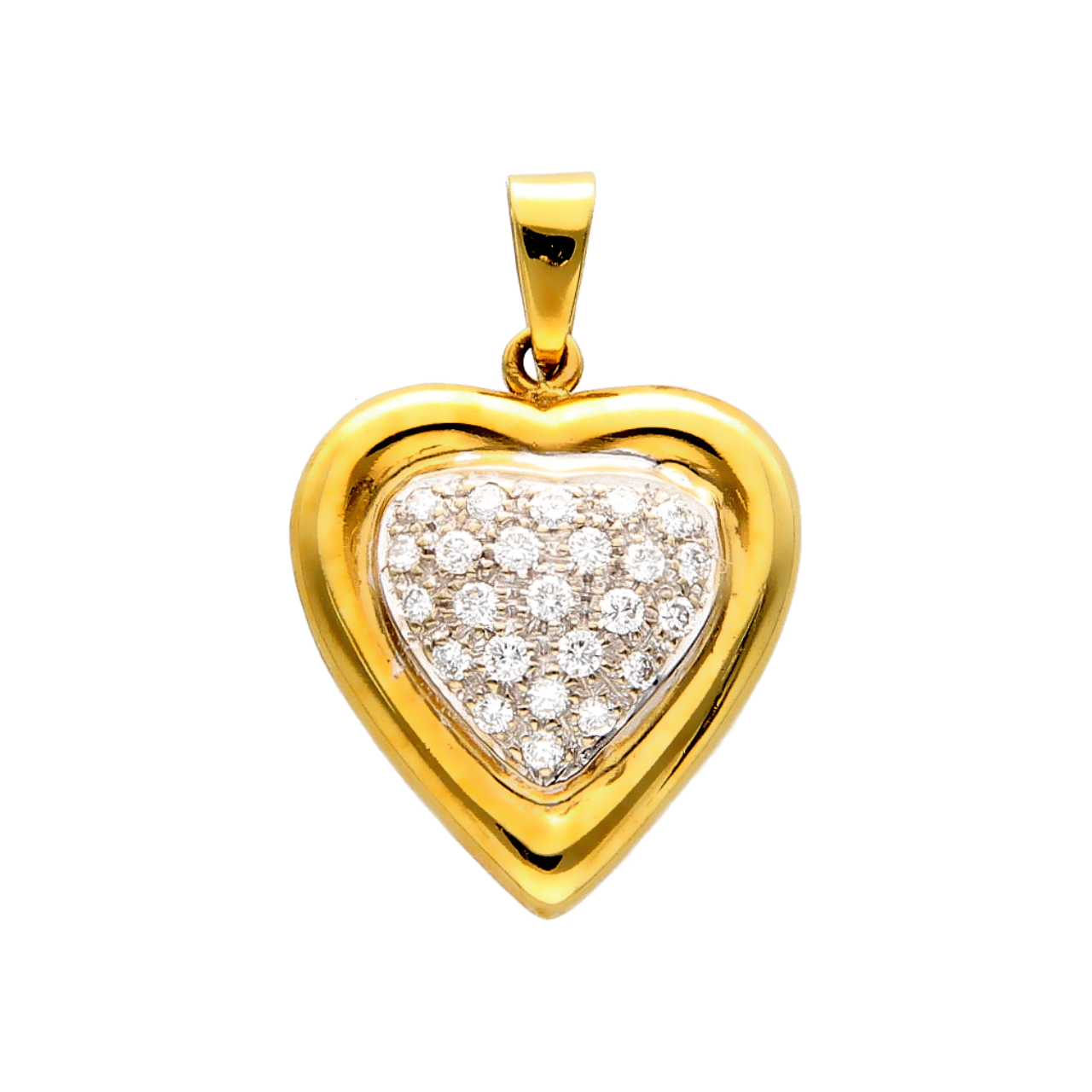 Ciondolo cuore oro giallo e bianco con diamanti 0,24 ct.
