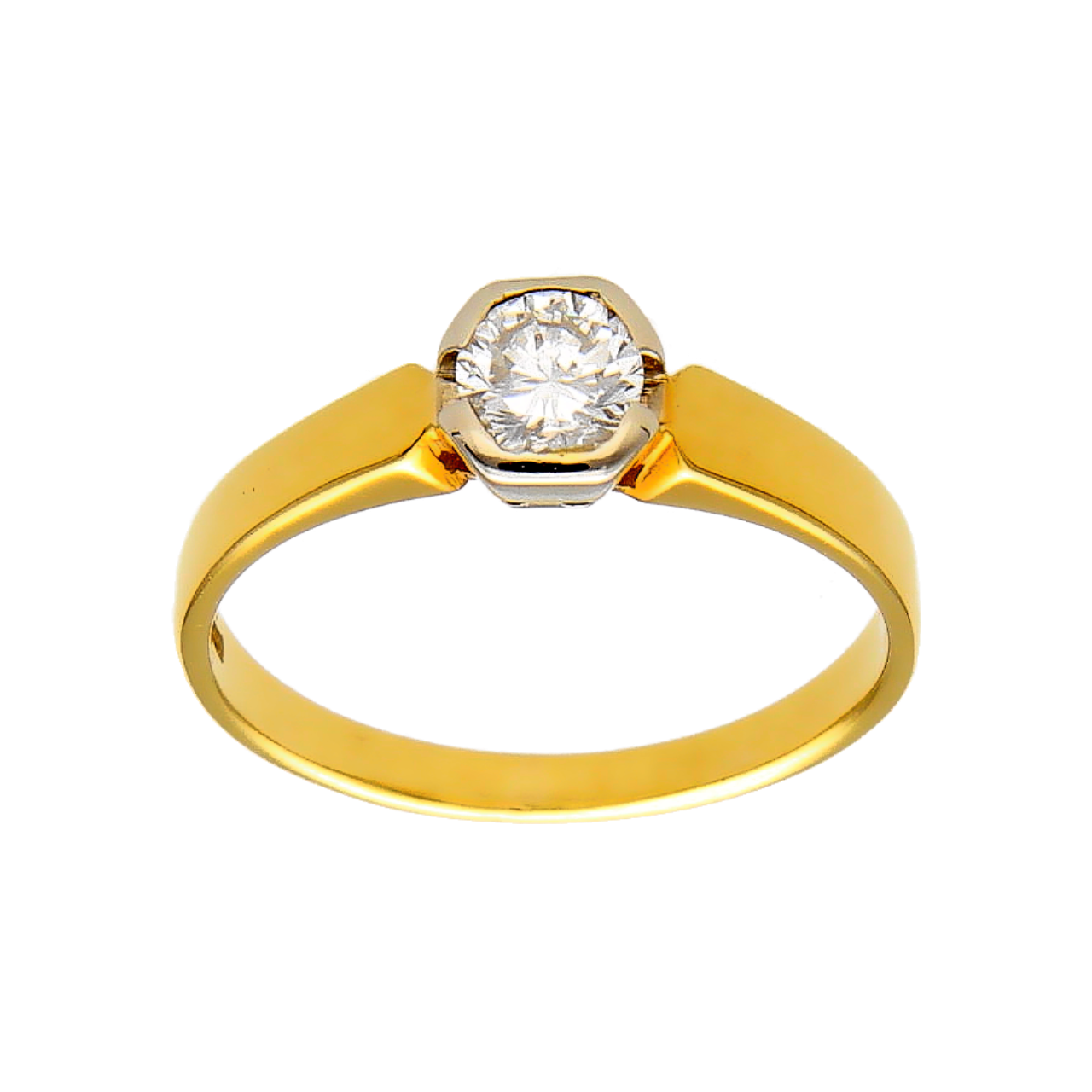 Yellow and white gold ring with diamond 0,40 ct. J/K VVS