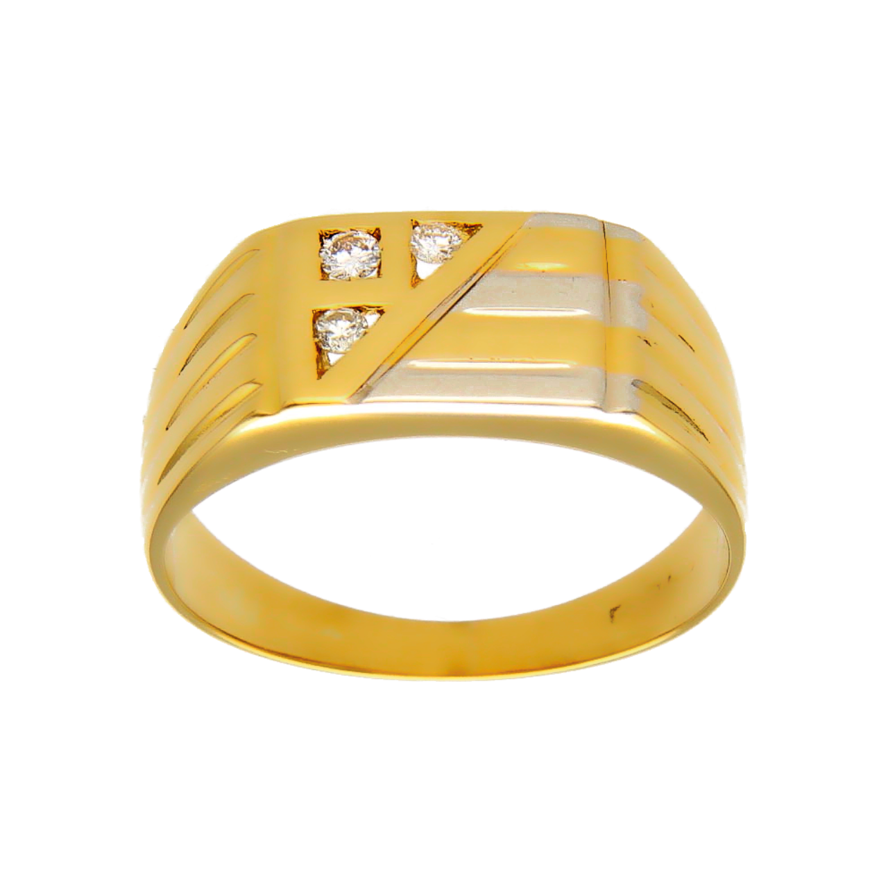 Anillo de oro amarillo y blanco con diamantes de 0.09 ct.