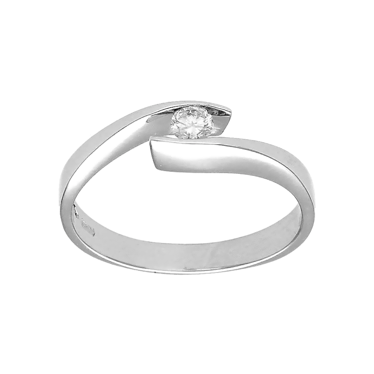Contrariè white gold ring with 0.14 ct. diamond