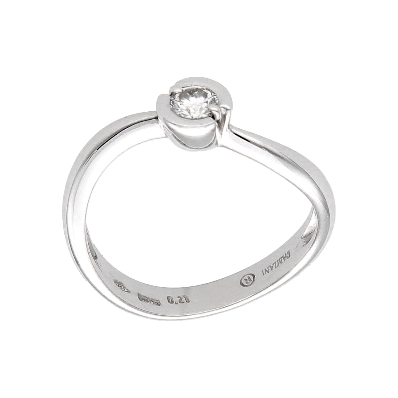 Damiani White Gold Solitaire Ring with 0.21 ct. Diamond VVS1/F