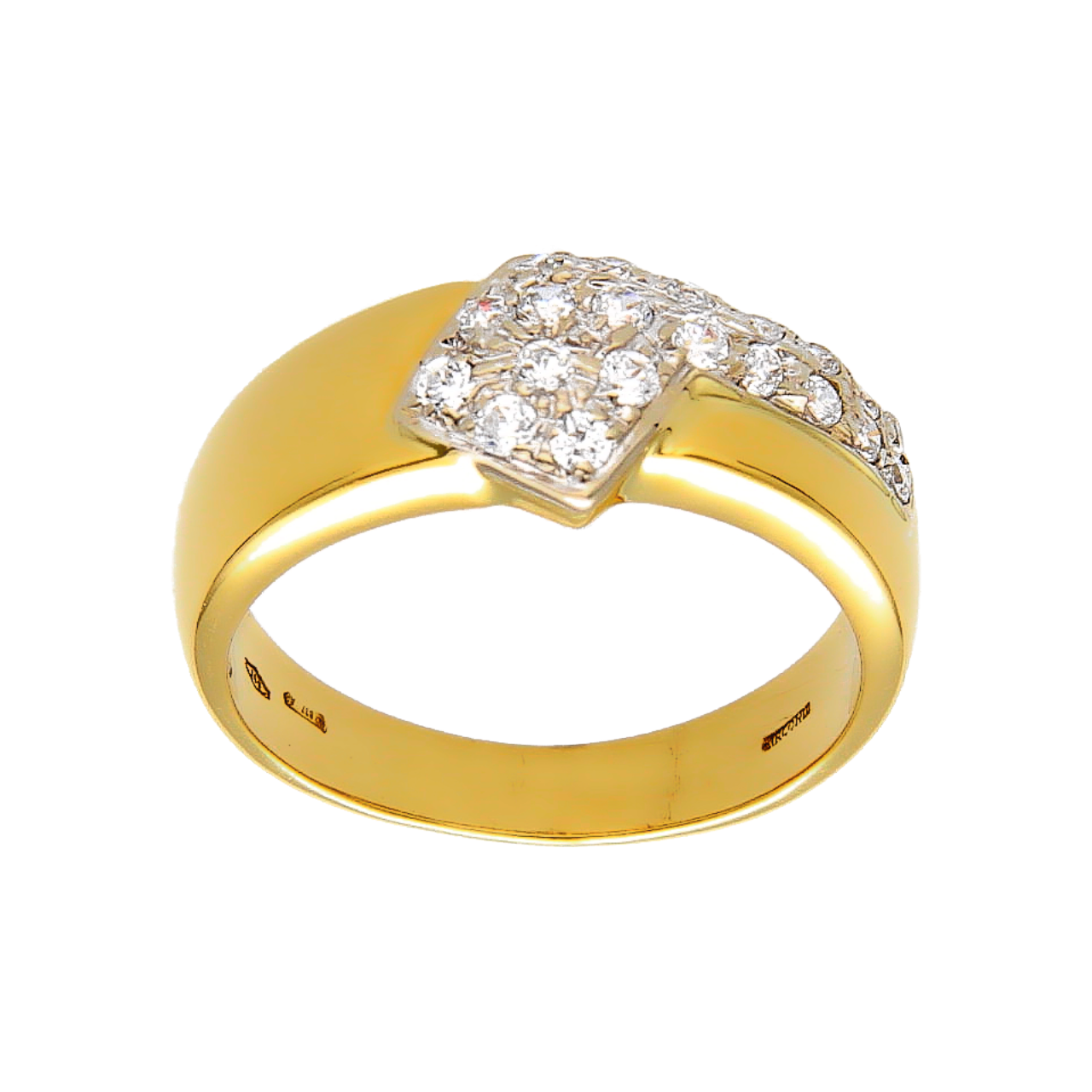 Yellow Gold Ring with Zircons Pavé
